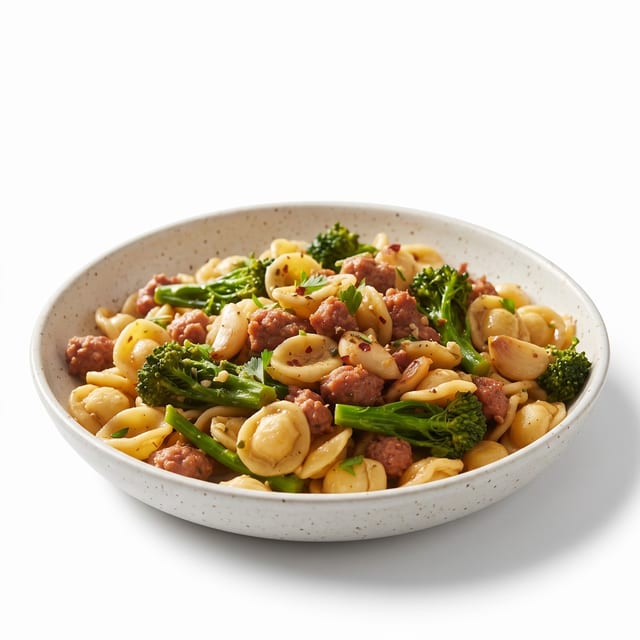 Pasta with Broccoli Rabe, Sausage, Garlic, & Oil.