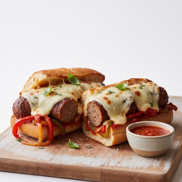 Sausage & Peppers Parmigiana Sub.