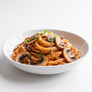 Pasta with Tomato Sauce & Fresh Mushrooms