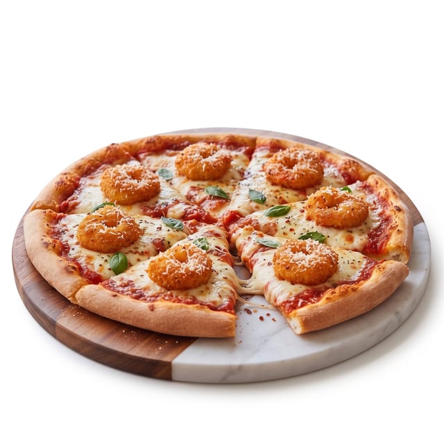Shrimp Parmigiana Pizza.
